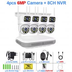 système de vidéosurveillance sans fil Kit 4 pcs 500 go caméra WiFi caméras IP 6MP pub