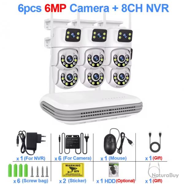 systme de vidosurveillance sans fil Kit 6 pcs 500 go camra WiFi camras IP 6MP pub