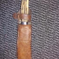 couteaux ancien chasse foret ffi scout etui cuir artisanale marquer 1943