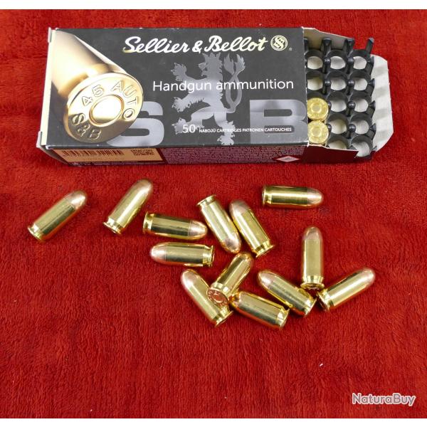 BOITE DE 50 CARTOUCHES SELLIER BELLOT CAL.45ACP FMJ 230GRS