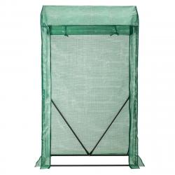 Serre de jardin 100 x 50 x 170 cm avec porte zippée enroulable tube d'acier antirouille et housse d