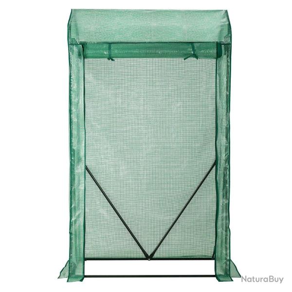 Serre de jardin 100 x 50 x 170 cm avec porte zippée enroulable tube d'acier antirouille et housse d