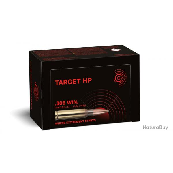 geco 308w target hp 168gr munitions cartouches 308 hpbt