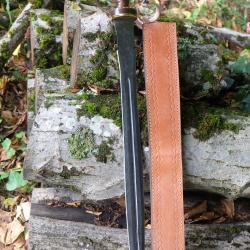 Epée Glaive Empereur Romain Lame Damas 512 Couches Forgée Manche Bois/Laiton Etui Cuir F Artisanale
