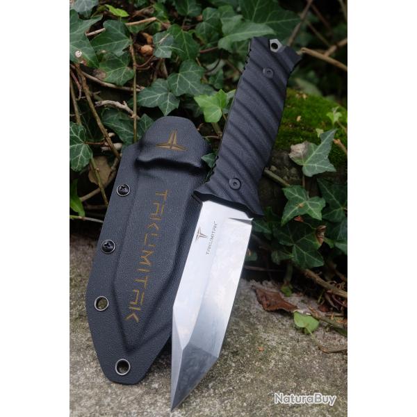 Couteau Tactical Takumitak Fulcrum Military Satin Tanto Lame Acier D2 Manche G10 Etui Kydex