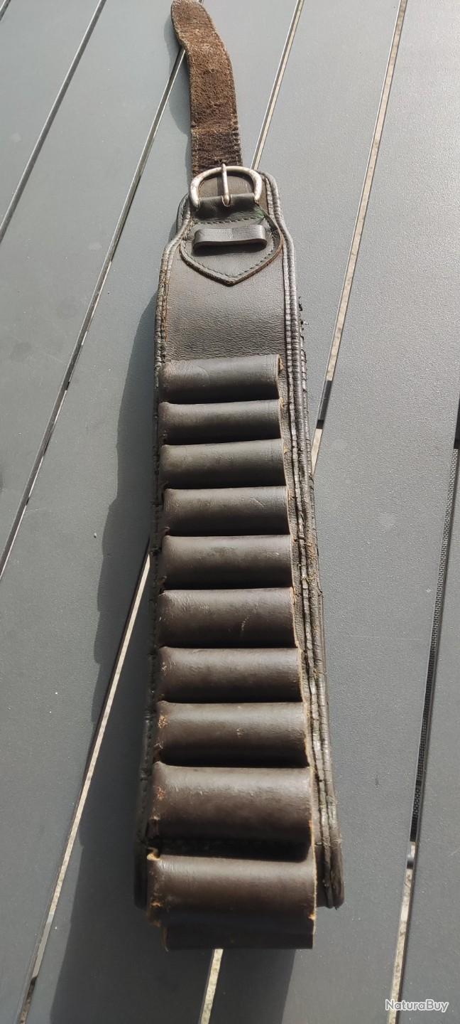 Cartouchière Ceinture Ancienne En Cuir – France – Vintage – Porte-cartouches