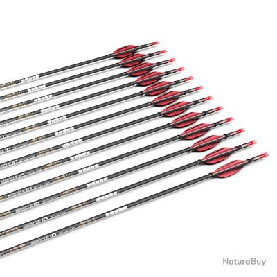 Arc A Poulie De Chasse Tir A L Arc Pour Enfant Flèches Carbone SHARROW Spine 500 - 32 Pouces, 4 Plumes Naturelles - Pour Arc Classique/Chasse équipement Archer Arc à Poulies