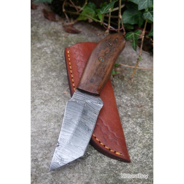 Couteau Kiridashi Tanto Damas Lame 256 Couches Manche Bois Etui SImili Fab Artisanale