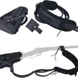 BRETELLE ET BUSC CARTOUCHIERE 22LR 17HMR - SANS PERCAGE - NOIR - DROITIER - LIVRAISON GRATUITE