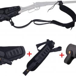 BRETELLE ET BUSC CARTOUCHIERE .308 30-06 - SANS PERCAGE - NOIR - DROITIER - LIVRAISON GRATUITE