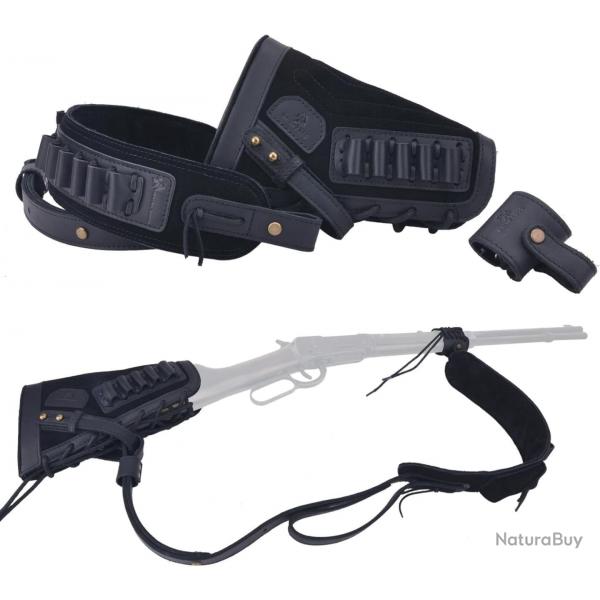 BRETELLE ET BUSC CARTOUCHIERE .357 30-30 - SANS PERCAGE - NOIR - DROITIER - LIVRAISON GRATUITE