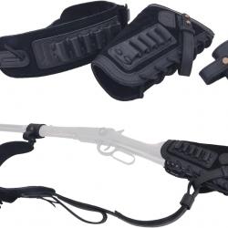 BRETELLE ET BUSC CARTOUCHIERE .357 30-30 - SANS PERCAGE - NOIR - GAUCHER - LIVRAISON GRATUITE