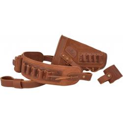 BUSC ET BRETELLE CARTOUCHIERE .308 30-06 - SANS PERCAGE - MARRON - DROITIER - LIVRAISON GRATUITE