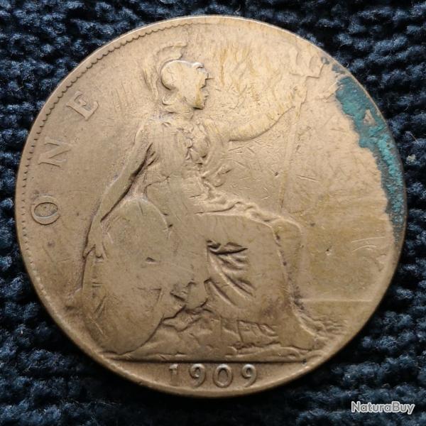 Monnaie Royaume-Uni - 1909 - 1 penny Edouard VII (Grade : AB) - Ref N1492