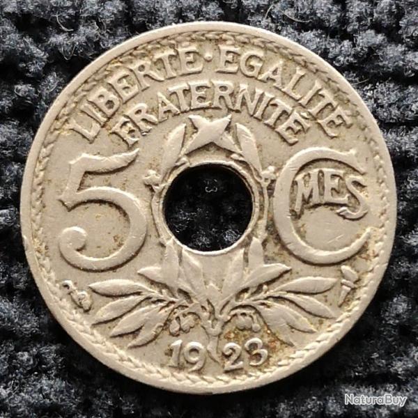 Monnaie France - 1923 corne d'abondance - 5 centimes Lindauer Cupronickel (Grade : TB) - Ref N1635