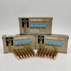 Boite de munition PPU/Partizan 300AAC Blackout Subsonic 220gr 14,3G x100