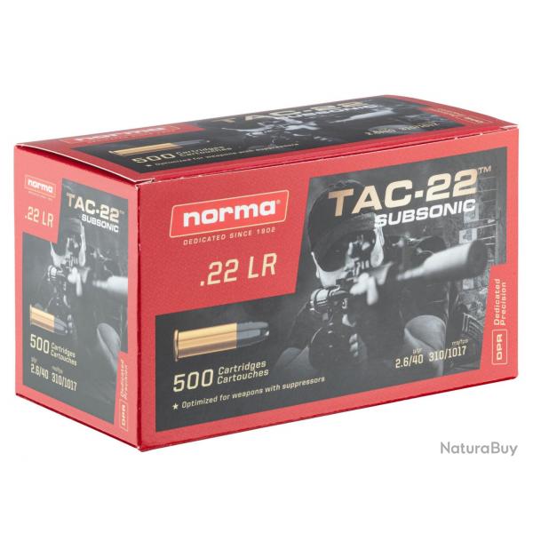 Norma Tac-22 Subsonic 40gr Cal. 22LR - Lot de 1000 munitions