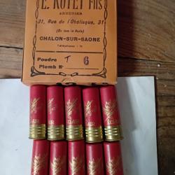 Boîte de 10 belles cartouches anciennes cal 12 "Eclair " douilles cartons