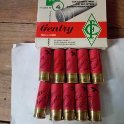 Boîte de 10 belles cartouches anciennes cal 12 "Gentry" Cartoucherie Française  douilles cartons