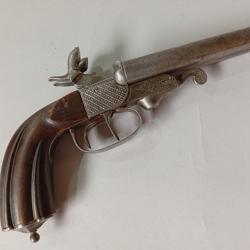 Pistolet français à double canon à broches, calibre 12 mm.
