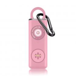 Porte clef alarme personnelle 130 décibels et lampe sur batterie rose