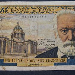 France billet de 5 francs Victor Hugo du 1-6-1961  ttb