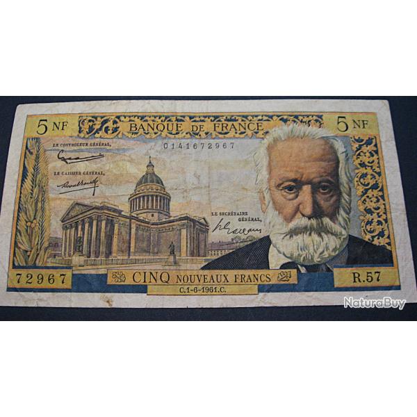 France billet de 5 francs Victor Hugo du 1-6-1961  ttb