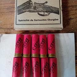 Boîte de 10 belles cartouches anciennes cal 12 douilles cartons
