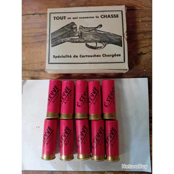 Bote de 10 belles cartouches anciennes cal 12 douilles cartons