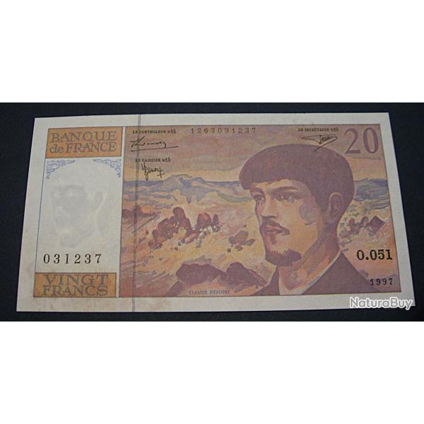 France billet de 20 francs Debussy de 1997 sup