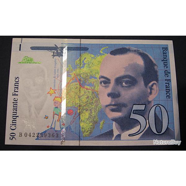 France billet de 50 francs Antoine de saint Exupery 1997 sup