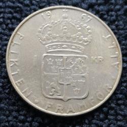 Monnaie Suède - 1967 U - 1 krona Gustav VI (Grade : TB) - Ref N1731