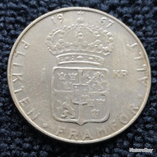 Monnaie Sude - 1967 U - 1 krona Gustav VI (Grade : TB) - Ref N1731