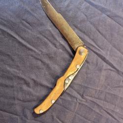 Couteau pliant artisanal cuivre et acier