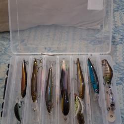 Lots de leurres, accessoires, canne à pêche