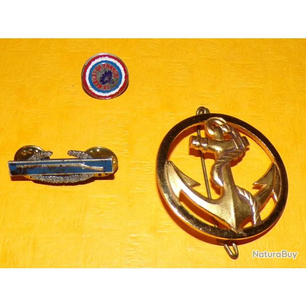 Insigne de bret, Coloniale, Troupes de Marine, dor  , FABRICANT MOURGEON PARIS  ,  HOMOLOGATION SA