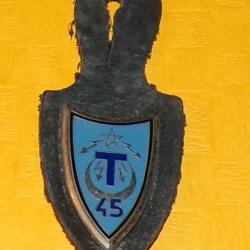 45° Régiment de Transmissions, bleu, épingle à boléro , FABRICANT DELSART SENS  ,  HOMOLOGATION 328