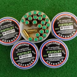 boite neuve de 25 cartouches cal.9mm PAK à blanc