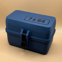 Boîte de stockage / transport de munitions 7x64 bleue