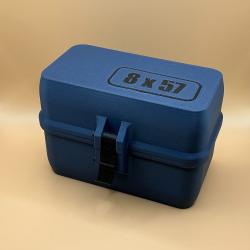 Boîte de stockage / transport de munitions 8x57 bleue