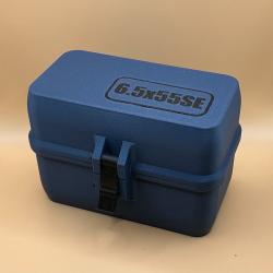 Boîte de stockage / transport de munitions 6.5x55SE bleue
