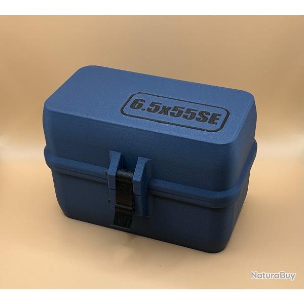 Bote de stockage / transport de munitions 6.5x55SE bleue