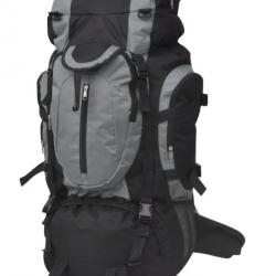 Sac à dos randonnée XXL 75 L noir gris polyester 600D imperméable pratique voyage extérieur