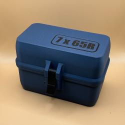 Boîte de stockage / transport de munitions 7x65R bleue