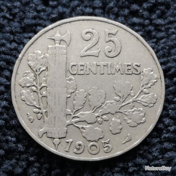 Monnaie France - 1905 - 25 centimes Patey 2e type (Grade : TTB) - Ref N1768