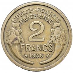 Monnaie France - 1936 - 2 francs Morlon Cupro (Grade : TB) - Ref N0150