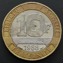 Monnaie France - 1988 - 10 francs G&eacute;nie de la Bastille (Grade : TB) - Ref N0459