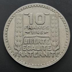 Monnaie France - 1946 Rameaux Courts - 10 francs Turin grosse t&ecirc;te (Grade : TTB) - Ref N0551