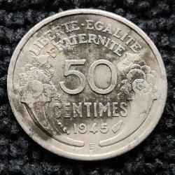 Monnaie France - 1945 B - 50 centimes Morlon Aluminium l&eacute;g&egrave;re (Grade : AB) - Ref N0707