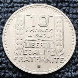 Monnaie France - 1948 B - 10 francs Turin petite t&ecirc;te (Grade : TTB) - ref N0712